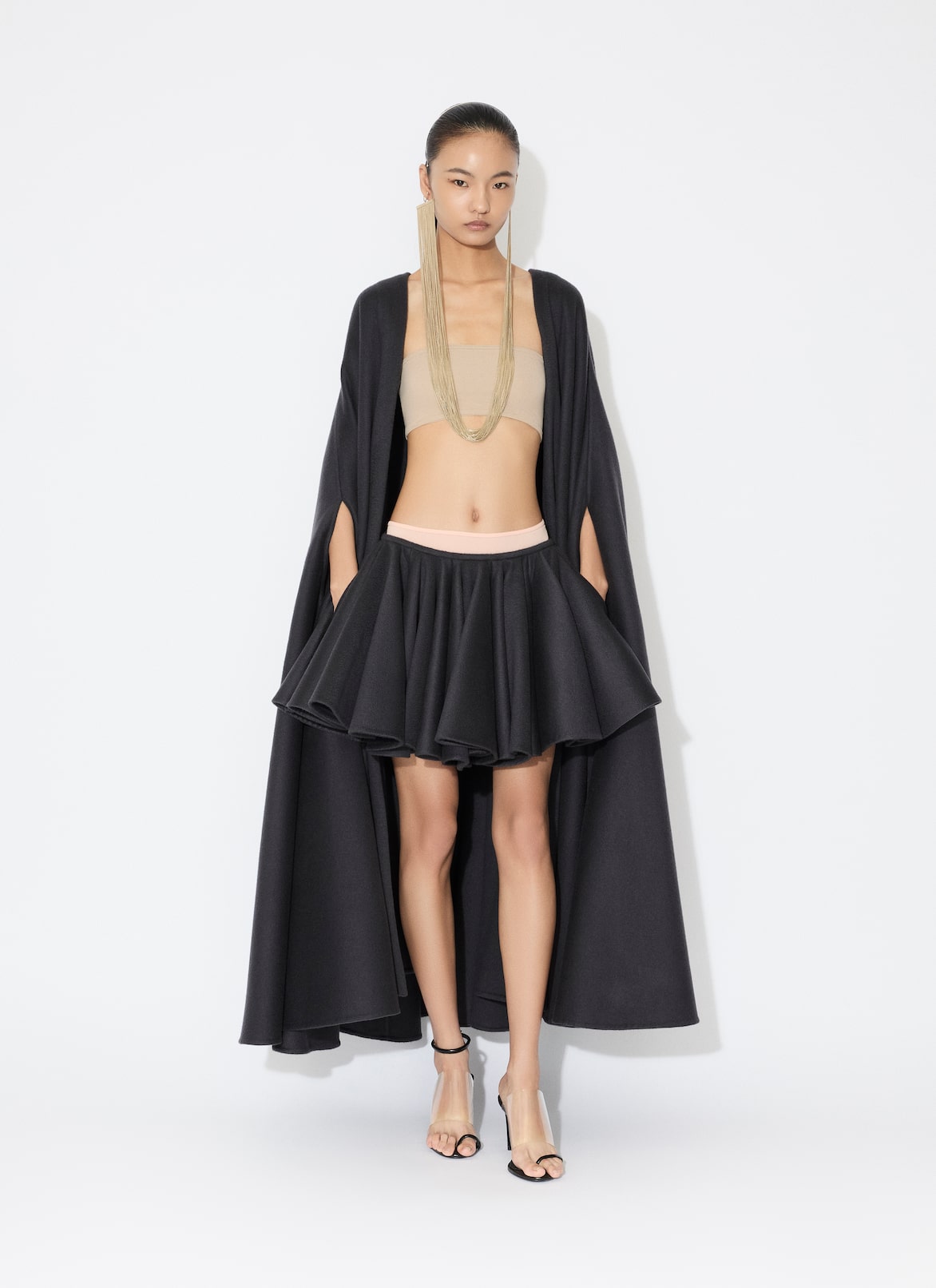 CASHMERE SKATER SKIRT ALAÏA ANTHRACITE CASHMERE SKATER SKIRT